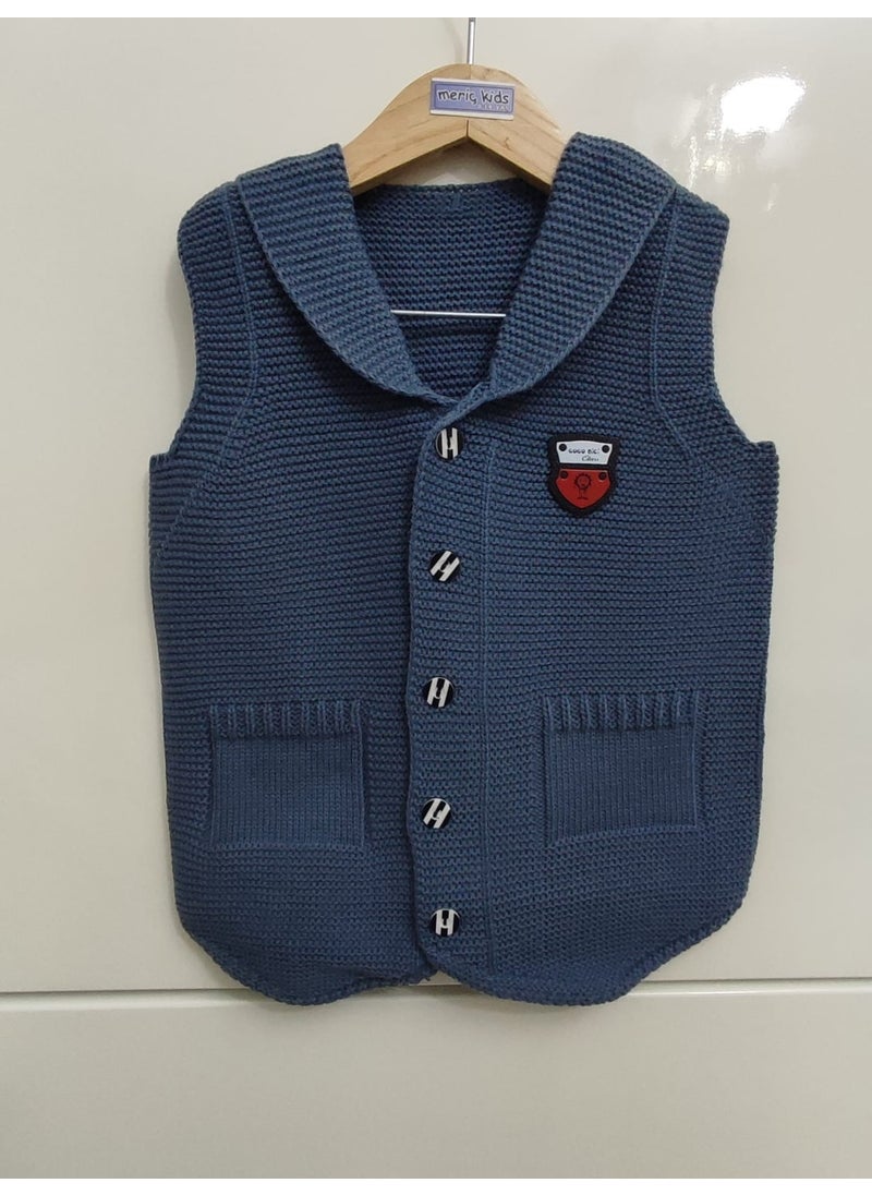 Meriç Bebe - Baby Boy and Child Seasonal Embroidered Buttoned Ata Knitwear Vest - Image 1