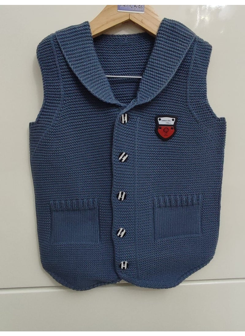 Meriç Bebe - Baby Boy and Child Seasonal Embroidered Buttoned Ata Knitwear Vest - Image 1