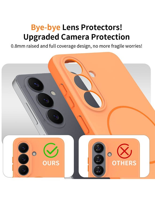Magnetic Case for Samsung Galaxy S26, [MagSafe Compatible Design][Military-Grade Drop Protection][Upgraded Camera Protection][Lanyard Holes Design] Premium Silicone Drop Protection Phone Case for Galaxy S26 6.3 inch, Orange - Image 2