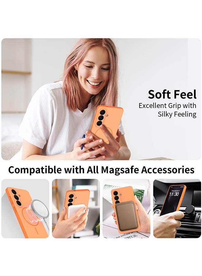 Magnetic Case for Samsung Galaxy S26, [MagSafe Compatible Design][Military-Grade Drop Protection][Upgraded Camera Protection][Lanyard Holes Design] Premium Silicone Drop Protection Phone Case for Galaxy S26 6.3 inch, Orange - Image 4
