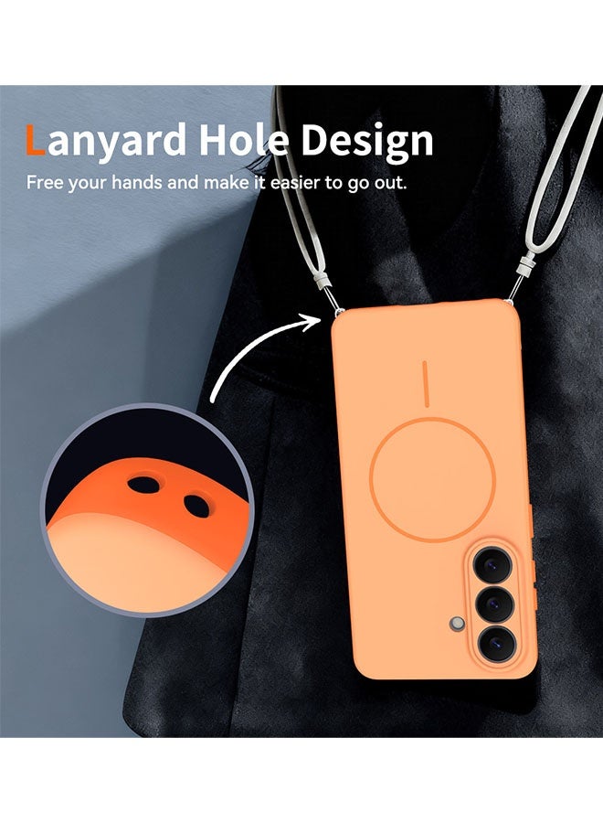 Magnetic Case for Samsung Galaxy S26, [MagSafe Compatible Design][Military-Grade Drop Protection][Upgraded Camera Protection][Lanyard Holes Design] Premium Silicone Drop Protection Phone Case for Galaxy S26 6.3 inch, Orange - Image 5