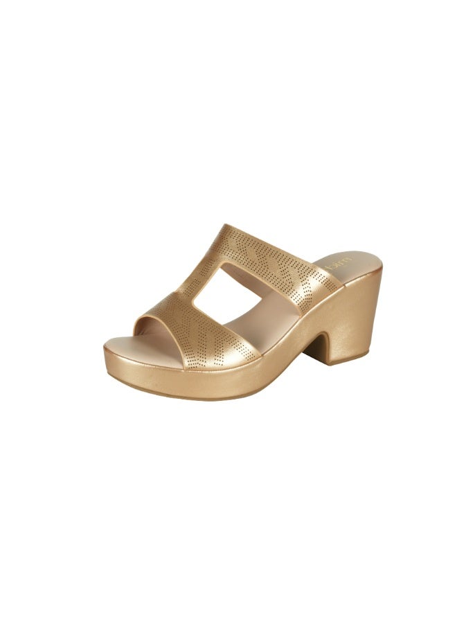 Michelle Morgan 092-2954 Michelle Morgan Ladies Block Heels Sandals4RJ859 Gold - Image 1