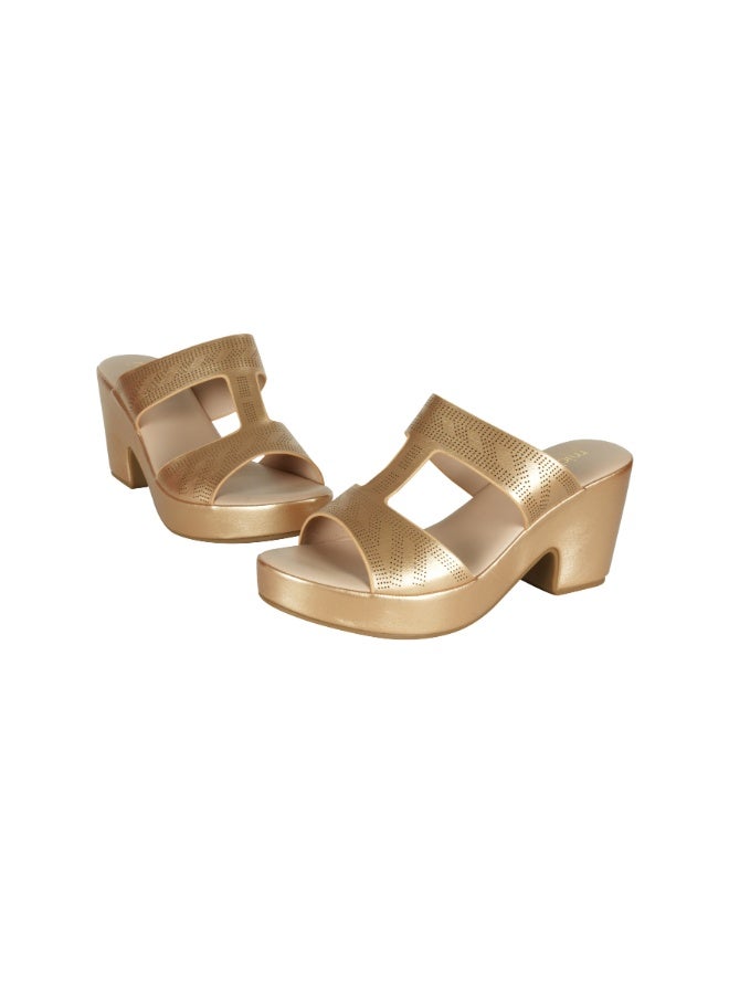 Michelle Morgan 092-2954 Michelle Morgan Ladies Block Heels Sandals4RJ859 Gold - Image 3