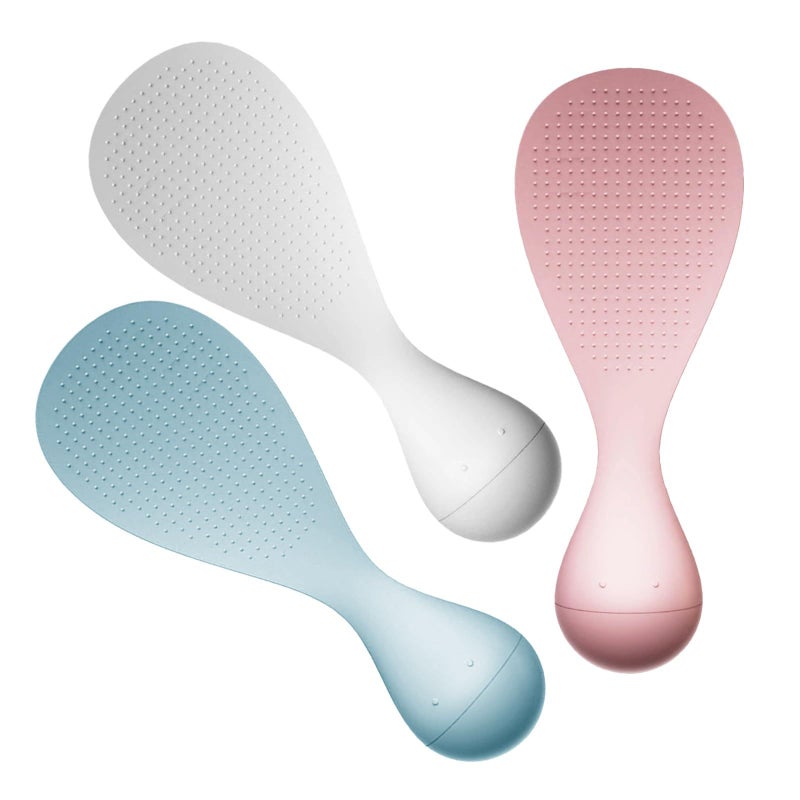 3Pcs Nonstick Rice Scoop Heat Resistant Serving Spoon Kitchen Paddle White Blue Pink - Image 2
