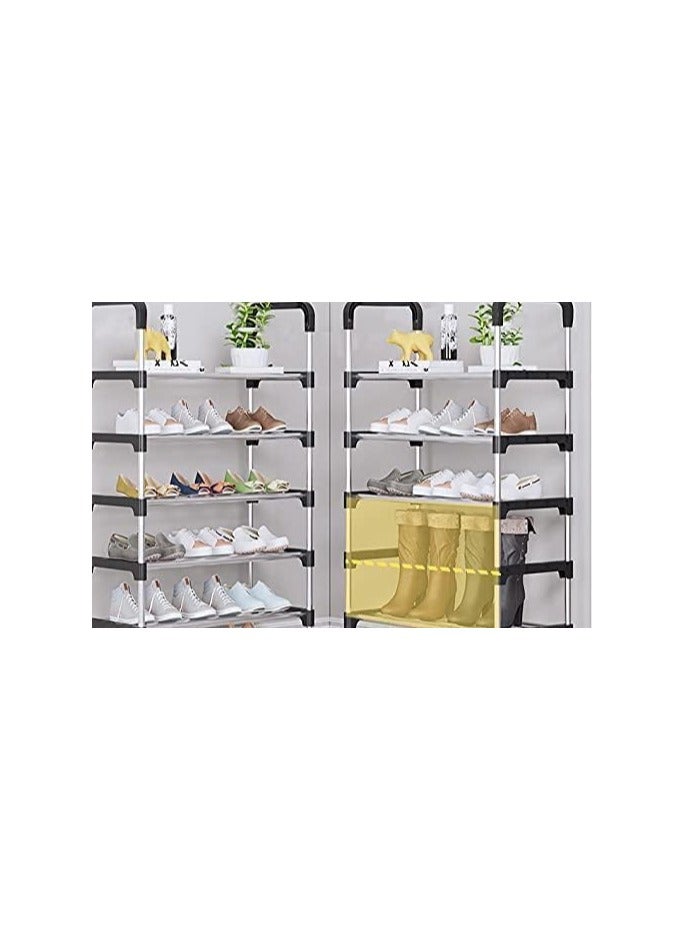 Generic 6 Tier Shoe Rack, Adjustable Sturdy Metal Storage 18 Shelf Cover Shoe Cover Rack, Organizer Storage, Shoe Storage For Bedroom, Closet, Living Room, Entryway 110X30X60 Cm  - Image 2