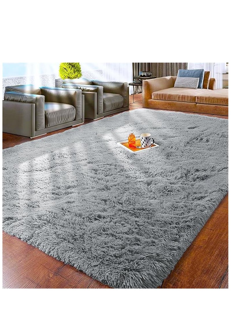 Soft Area Rugs, Living Room Modern Fluffy Carpet, Lndoor Large Area Rug Shag Shaggy Carpet Soft Plush Furry Bedside Anti Slip Mat, Machine Washable Area Rugs for Living Room Bedroom Kids Room Home Decor (Grey,160 x 220 cm) ﻿ - Image 1
