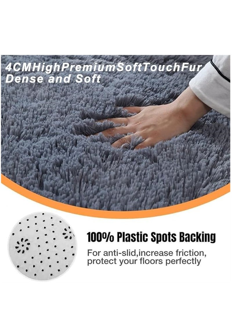 Soft Area Rugs, Living Room Modern Fluffy Carpet, Lndoor Large Area Rug Shag Shaggy Carpet Soft Plush Furry Bedside Anti Slip Mat, Machine Washable Area Rugs for Living Room Bedroom Kids Room Home Decor (Grey,160 x 220 cm) ﻿ - Image 3