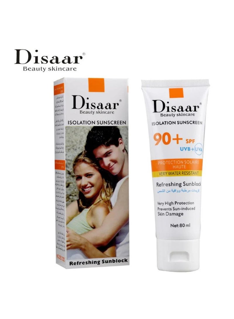 Disaar Disaar Isolation Sunscreen SPF 90+ – High-Protection Sunblock with UVA & UVB Defense, Water Resistant for Outdoor Protection