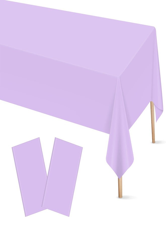 Mulbozy 2 Pcs Light Purple Plastic Tablecloth for Rectangle Table, 54 × 108 inches Disposable Purple Party Table Covers for Birthday, Anniversary, Wedding, Fine Dining, Graduation Party Decoration… - Image 1