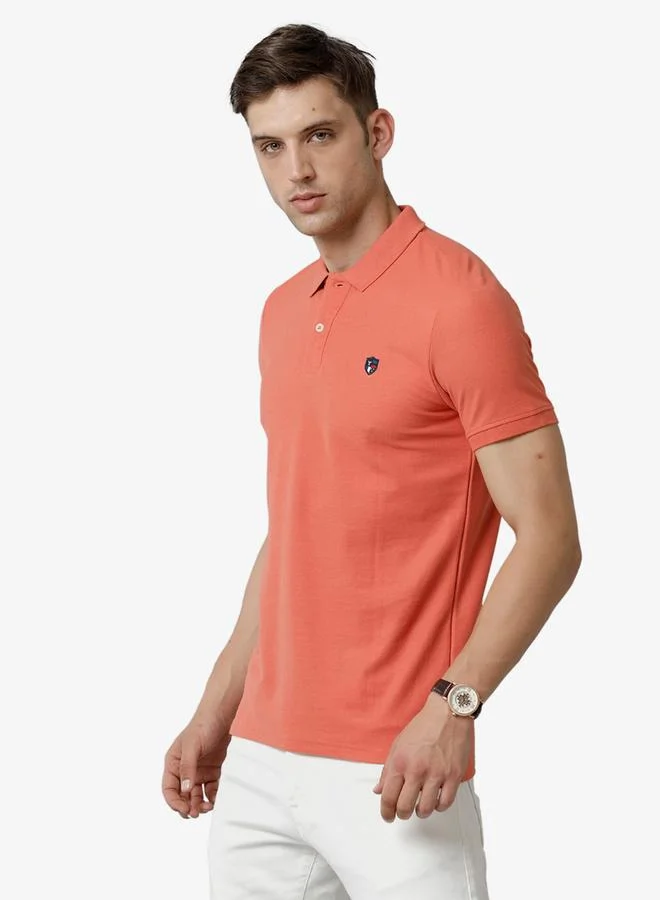 FERVORO Men Pink Plain Cotton Polo