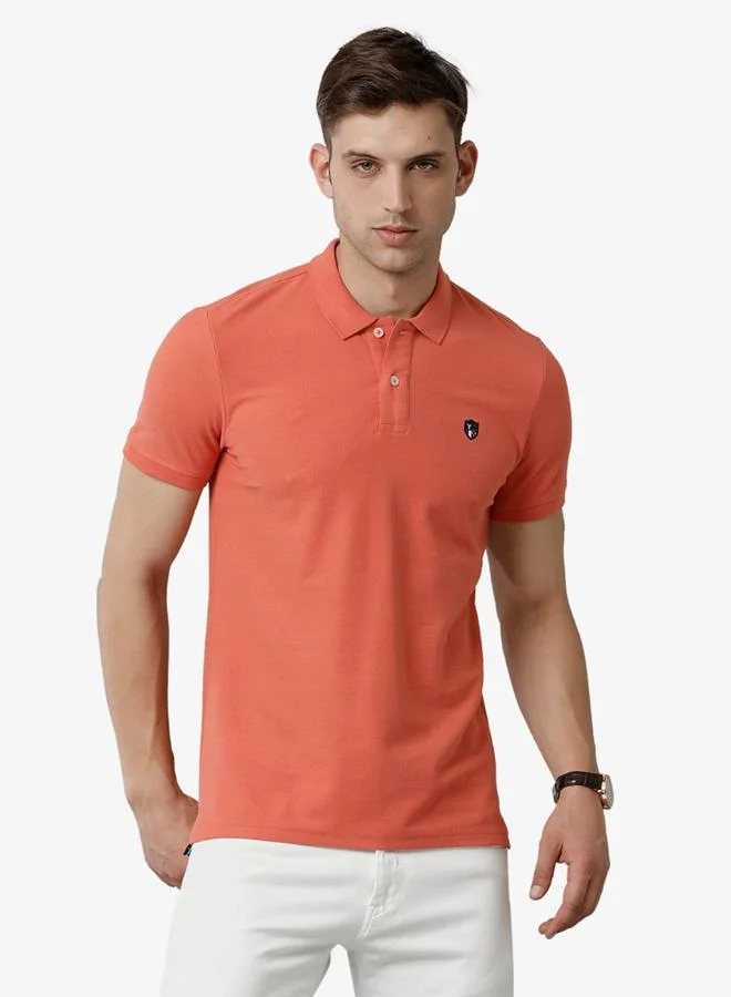 FERVORO Men Pink Plain Cotton Polo
