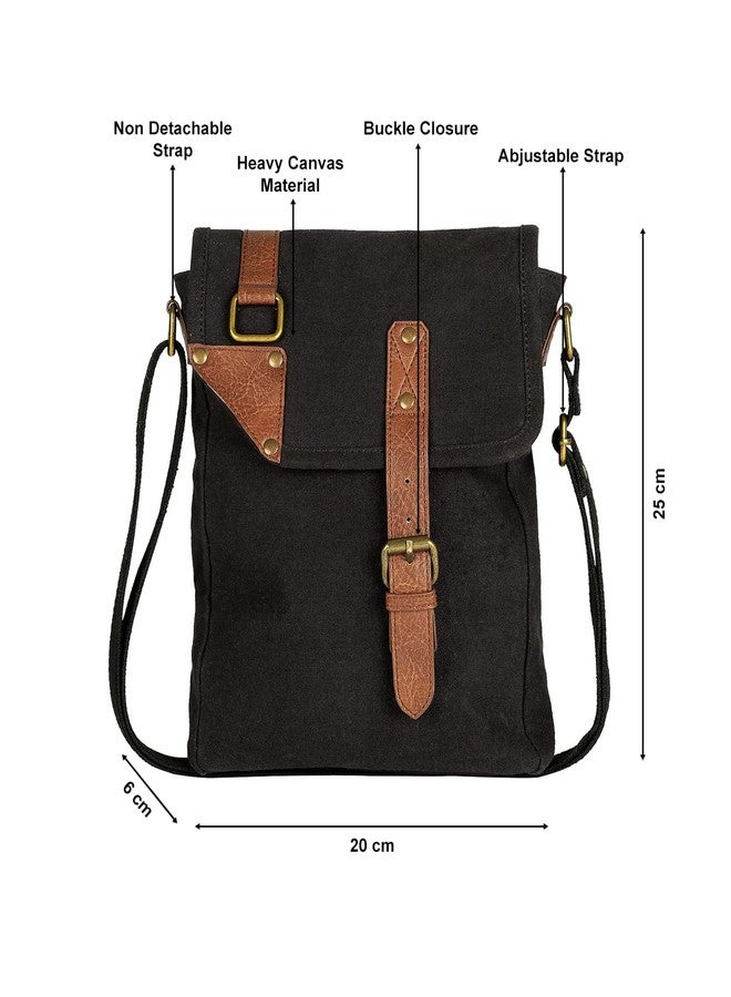 Mona B Canvas Sling Crossbody Bag with Stylish Design for Men and Women - Black - Image 3