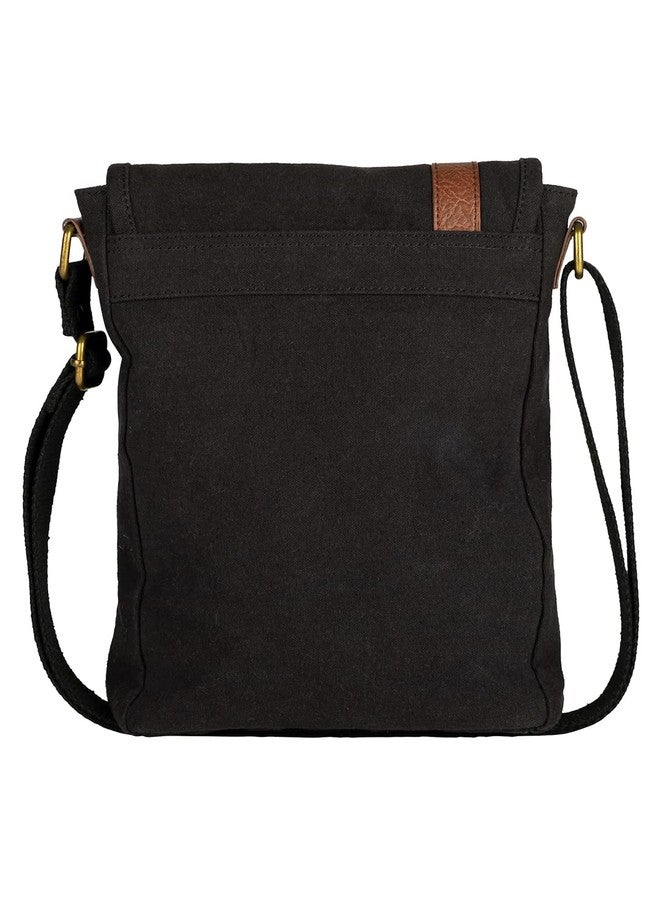 Mona B Canvas Sling Crossbody Bag with Stylish Design for Men and Women - Black - Image 2