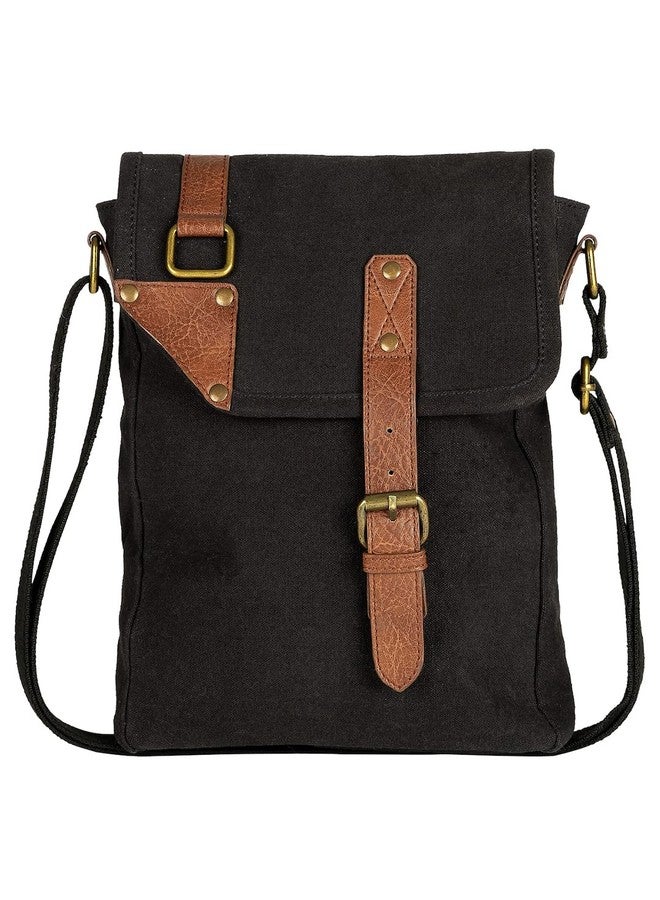 Mona B Canvas Sling Crossbody Bag with Stylish Design for Men and Women - Black - Image 1