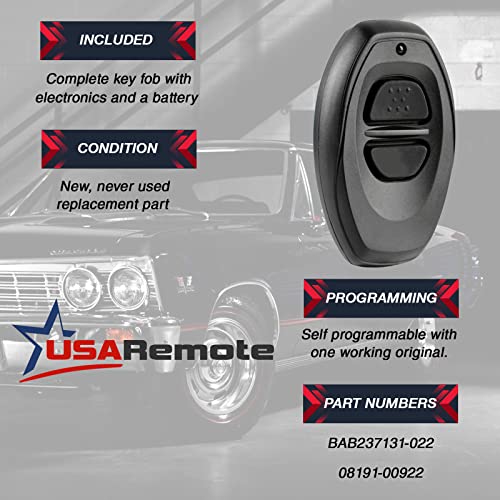 USARemote Car Key Fob Keyless Entry Remote fits Toyota Dealer Installed Systems (BAB237131-022, 08191-00870) - Image 3