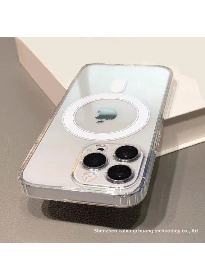 For Apple 16 Mobile Phone Case Transparent IP15promax Magnetic Fine Hole Protection 14 With Lens Film 11 Full Package 13-Color:Transparent (bag)-Applicable Model:IP 16plus