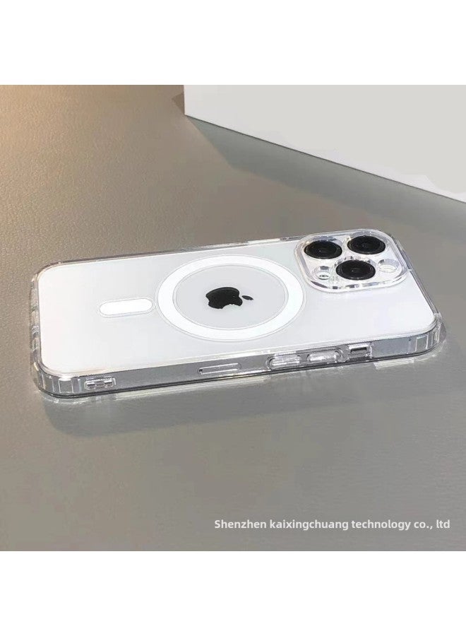 For Apple 16 Mobile Phone Case Transparent IP15promax Magnetic Fine Hole Protection 14 With Lens Film 11 Full Package 13-Color:Transparent (bag)-Applicable Model:IP 16plus