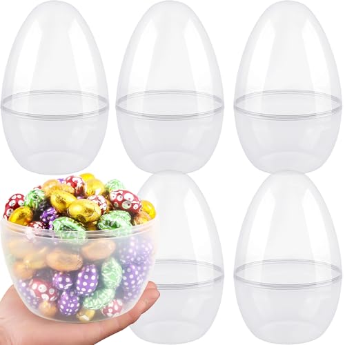 Restroma 5 Pack 10 Inch Giant Clear Easter Eggs Jumbo Plastic Easter Eggs Large Fillable Transparent Easter Eggs Empty for Egg Hunt Supplies Easter Basket Goodies - Image 1