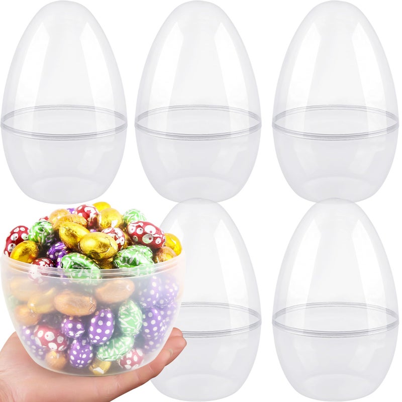 Restroma 5 Pack 10 Inch Giant Clear Easter Eggs Jumbo Plastic Easter Eggs Large Fillable Transparent Easter Eggs Empty for Egg Hunt Supplies Easter Basket Goodies - Image 3