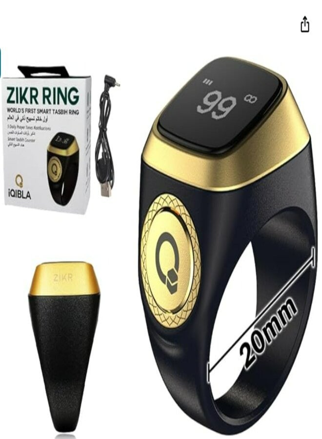 iQIBLA 20mm Zikr Ring Smart Ring with Vibration Reminder Tasbih Counter and Bluetooth Connection for Exclusive BSTWSH App and 5 Daily Prayer Reminders - Image 1