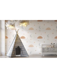 Home Gallery Sleepy Moon And Clouds Kids  Fabric Wallpaper Covers An Area ​​Up To 4.2Mx3M With Adhesive  And Smoothing Tool  - Image 3