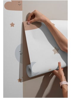 Home Gallery Sleepy Moon And Clouds Kids  Fabric Wallpaper Covers An Area ​​Up To 4.2Mx3M With Adhesive  And Smoothing Tool  - Image 4