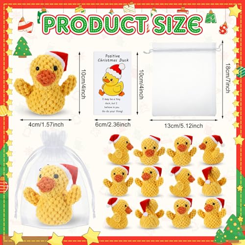Jerify 12 Set Christmas Crochet Duck Gifts Emotional Yellow Handmade Ducks Bulk with Positive Inspirational Support Cards for Xmas Stocking Stuffers Party Favor Coworkers Employee Team Appreciation - Image 5