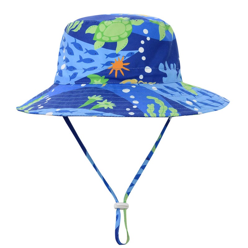 Komorebi Baby Sun Hat UPF 50+ Sun Protective Toddler Bucket Hat Summer Kids Beach Hats Wide Brim Outdoor Play Hat for Boys Girls Green Turtle 2-4T - Image 1