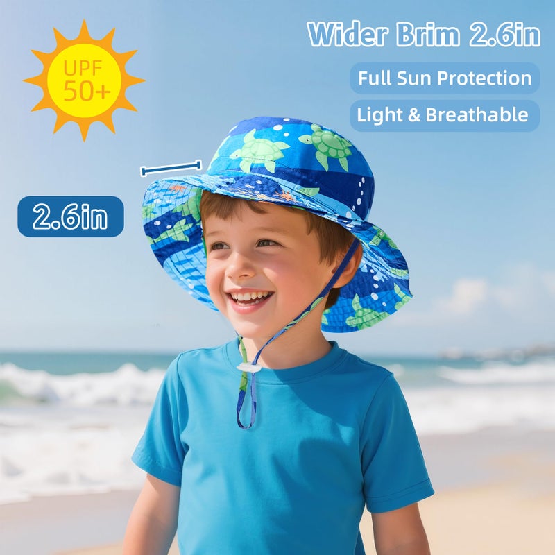 Komorebi Baby Sun Hat UPF 50+ Sun Protective Toddler Bucket Hat Summer Kids Beach Hats Wide Brim Outdoor Play Hat for Boys Girls Green Turtle 2-4T - Image 2