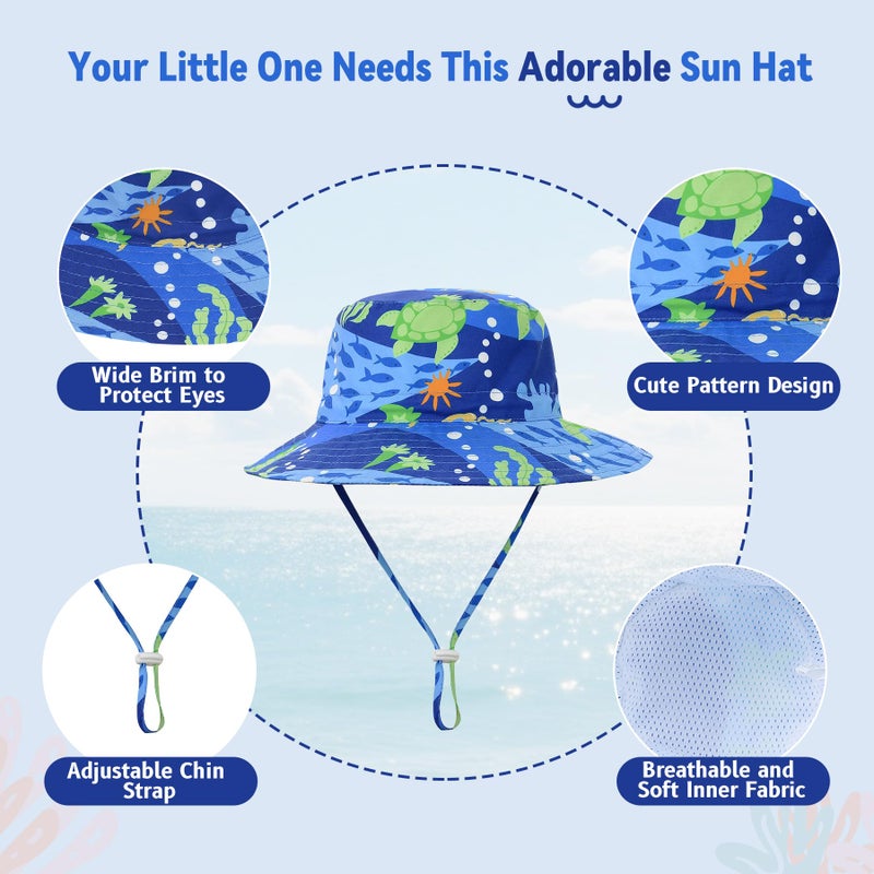Komorebi Baby Sun Hat UPF 50+ Sun Protective Toddler Bucket Hat Summer Kids Beach Hats Wide Brim Outdoor Play Hat for Boys Girls Green Turtle 2-4T - Image 3