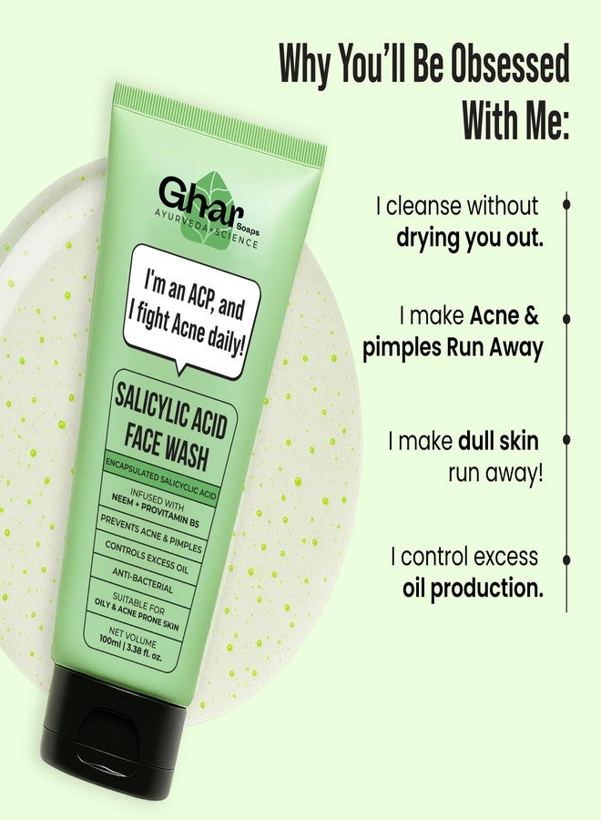 صابون الغار غسول للوجه بحمض الساليسيليك للبشرة الدهنية والمعرضة لحب الشباب 100 مل | مع النيم للتحكم في إفراز الزيوت وعلاج البثور | تركيبة تنظيف عميق ومضادة لحب الشباب | للرجال والنساء - Image 3