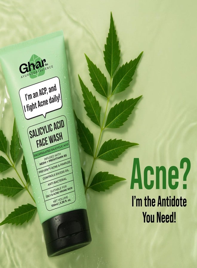 صابون الغار غسول للوجه بحمض الساليسيليك للبشرة الدهنية والمعرضة لحب الشباب 100 مل | مع النيم للتحكم في إفراز الزيوت وعلاج البثور | تركيبة تنظيف عميق ومضادة لحب الشباب | للرجال والنساء - Image 2