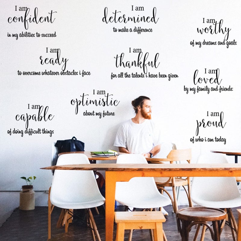 Tuklye 9 Pieces Inspirational Decals Black Motivational Wall Sticker Vinyl Wall Quotes Stickers Wall Art Stickers Peel and Stick Wall Decals for Girl Boy Bedroom Living Room - Image 3