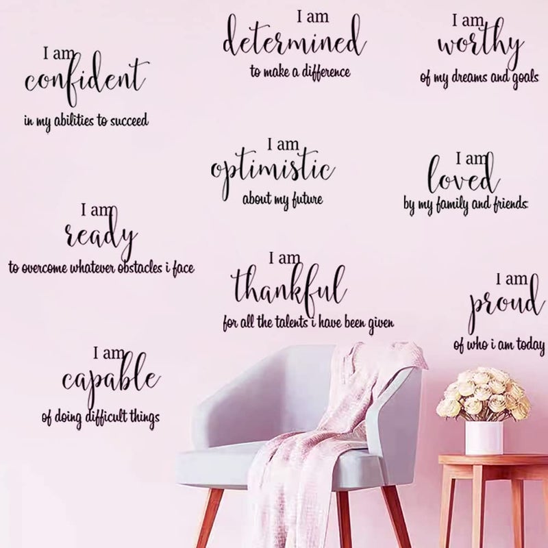 Tuklye 9 Pieces Inspirational Decals Black Motivational Wall Sticker Vinyl Wall Quotes Stickers Wall Art Stickers Peel and Stick Wall Decals for Girl Boy Bedroom Living Room - Image 5