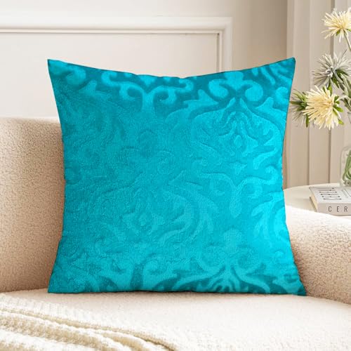 STARNSTYLE Velvet Decorative Cushion Cover 12x12 Inch - Set of 1, Soft Solid Damask Square Throw Pillow Covers for Sofa, Living Room or Home Decor - 30x30 cm - Image 3