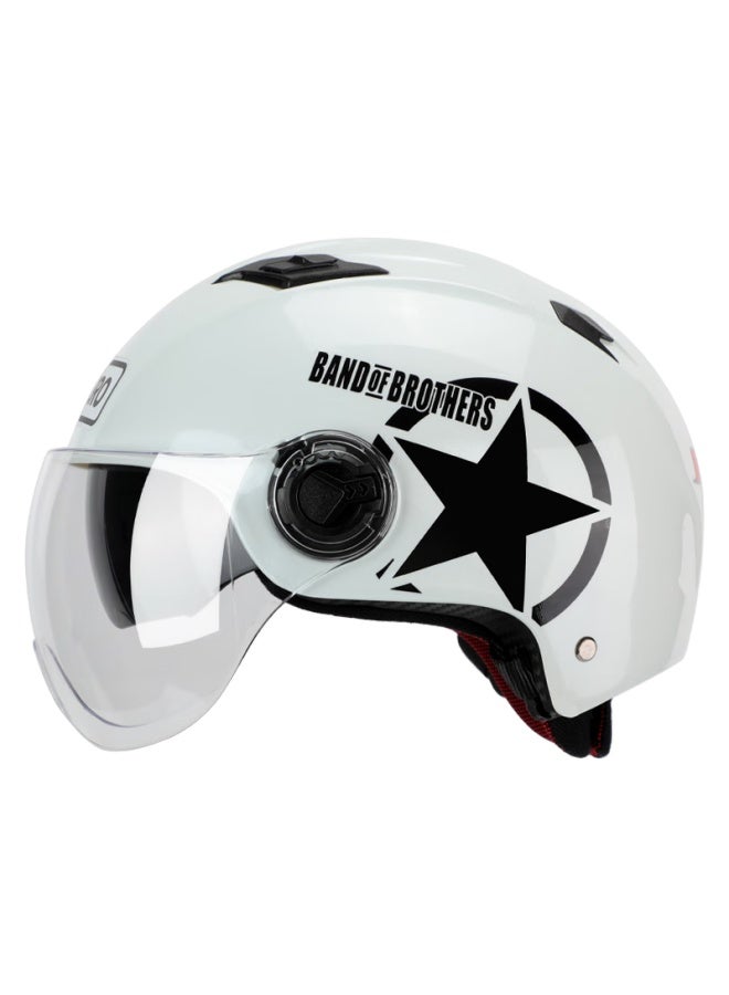 Bigbro X333 Pearl White, New National Standard 3c Dual-lens Electric Motorcycle Safety Helmet, Riding Helmet For Men And Women, Sun Protection, Electric Scooter Summer Half Helmet - Image 5