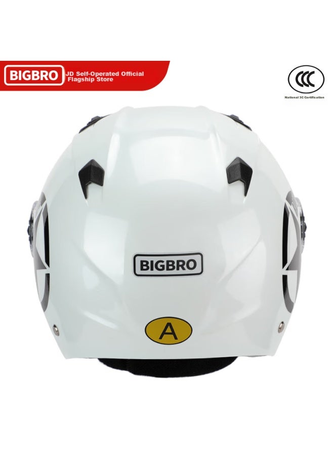 Bigbro X333 Pearl White, New National Standard 3c Dual-lens Electric Motorcycle Safety Helmet, Riding Helmet For Men And Women, Sun Protection, Electric Scooter Summer Half Helmet - Image 4