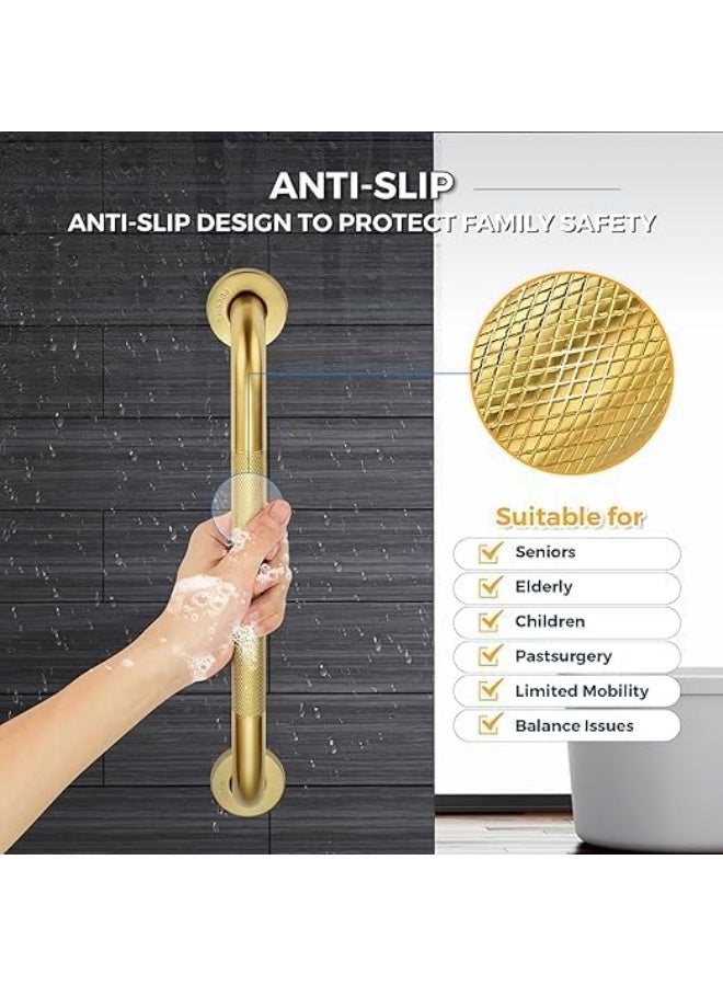 Grab Bars for Shower, 2 Pack 24-Inch Anti Slip Shower Handles for Elderly, Safety Shower Grab Bar, Stainless Steel Handicap Grab Bars for Bathroom,Toilet (Gold, 1" Diameter) - Image 5