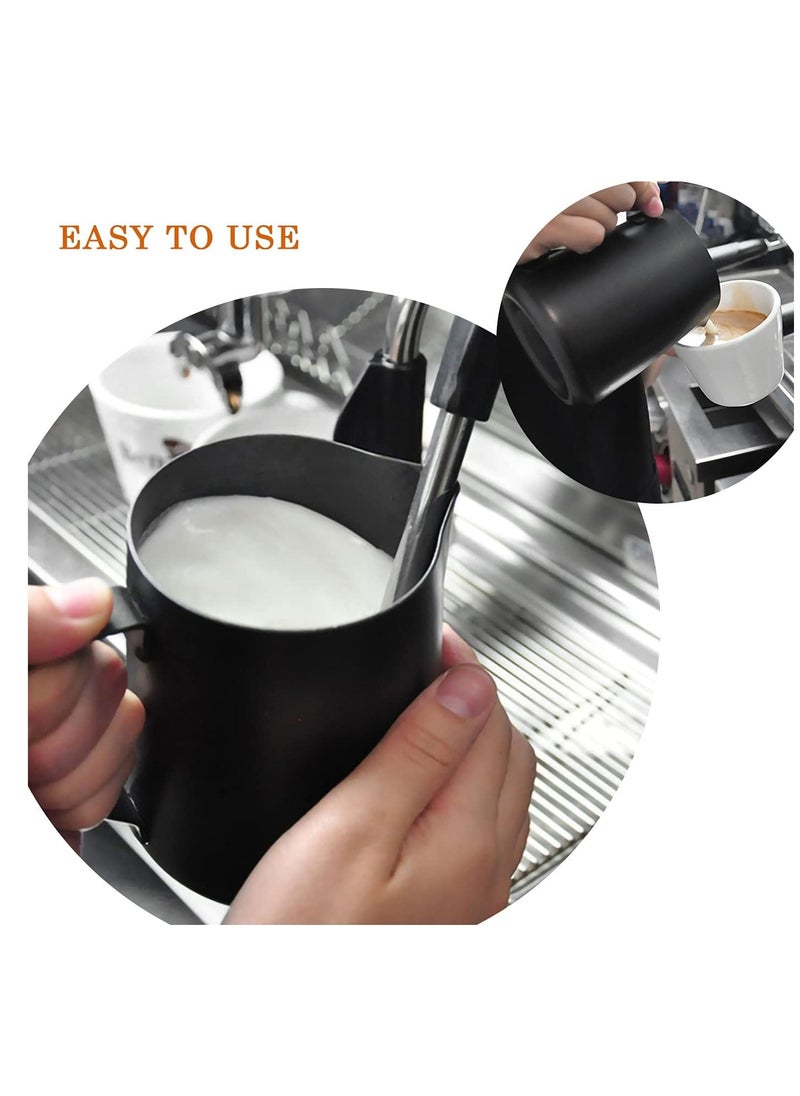 Milk Frothing Pitcher Stainless Steel Espresso Steaming Pitchers, Coffee Milk Frother Jug Cup for Espresso Machines Cappuccino Latte Art Black/Silver 0.35L - pzsku/Z0F1DD5E17ADE45C4FD9EZ/45/_/1735787111/133ebac8-f1dd-48f3-a85a-9cc2833435e5