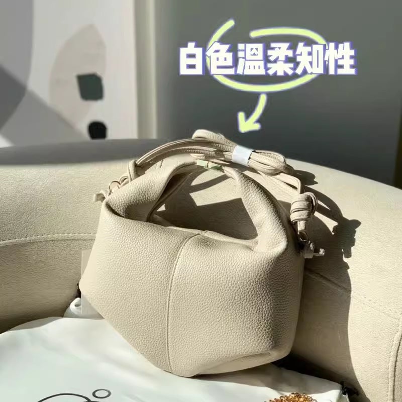 French Niche Easiest For Match Solid Color Shoulder Women'S Bag Fashion Handbag Litchi Pattern Crossbody Bag