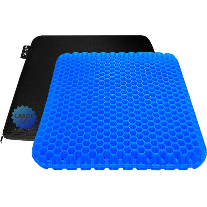 Helishy Gel Seat Cushion, Office Seat Cushion Chair Pads for Office Home Car Wheelchair Long Trips - Extra Large Gel Cushion for Pressure Sores, Tailbone, Back, Sciatica Pain Relief (Extra Large, Blue) - Image 1
