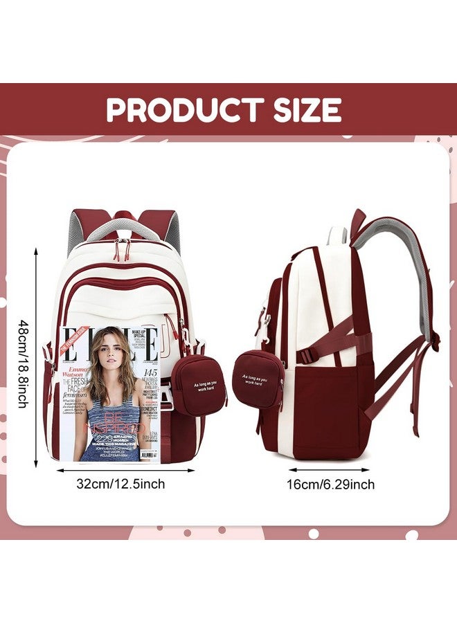 PALAY¬Æ Girls Backpack School Backpack with Small Zipper Pouch Fashion Red Nylon with Padded Shoulder Straps & Handle Design Multi Compartment Large for School,Camping,Travel - Image 2