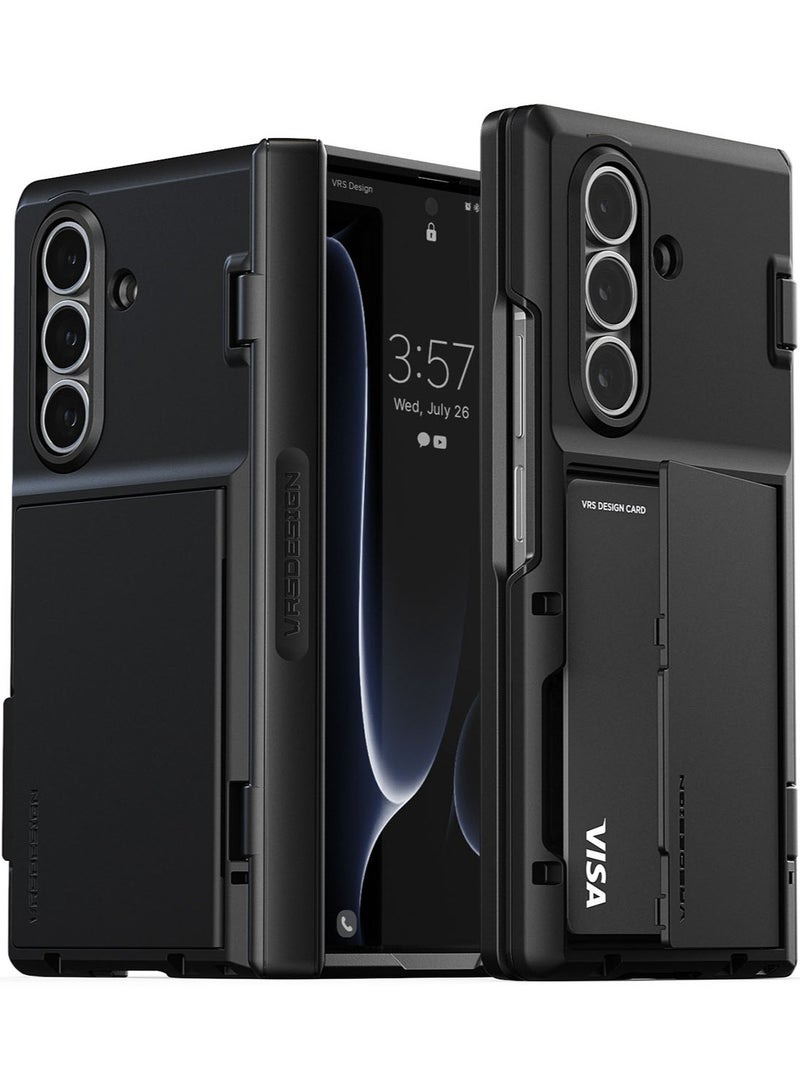 VRS Design Terra Guard Modern GO Samsung Galaxy Z Fold 7 Case Cover Wallet (2025) with [2 Card Holder] Compartment & [Hinge Protection] - Black - Image 1