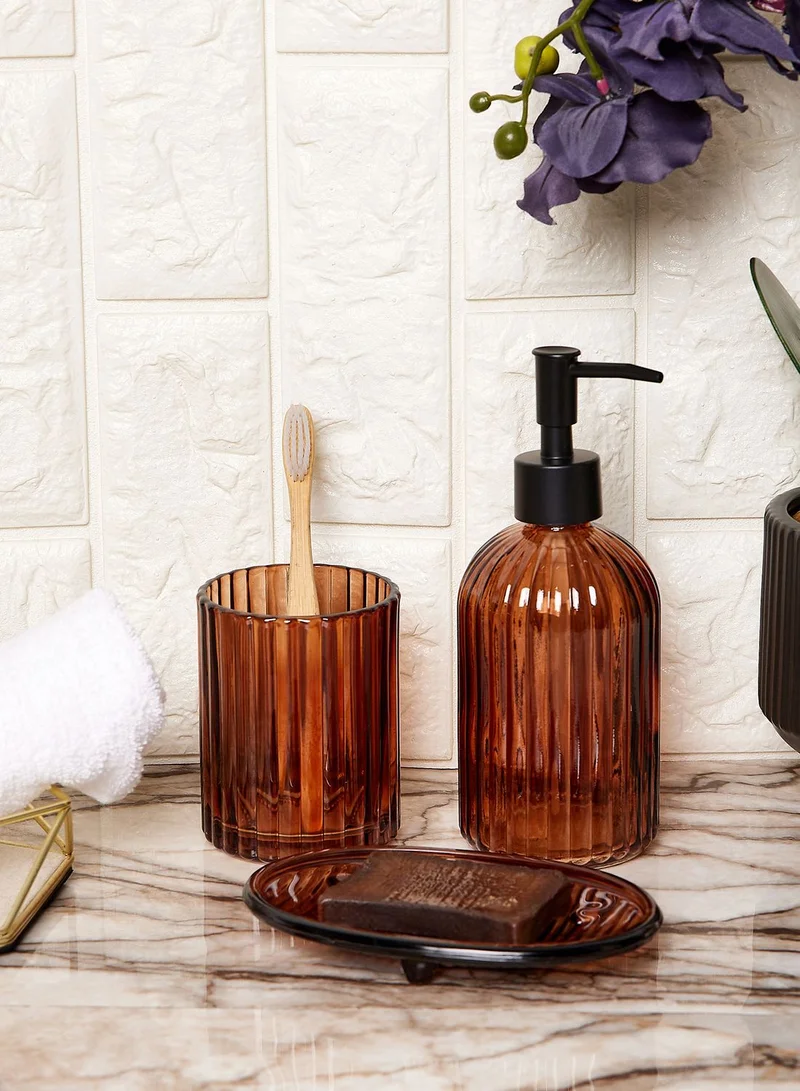 Noire Edit Set Of Three Amber Glass Bathroom Range