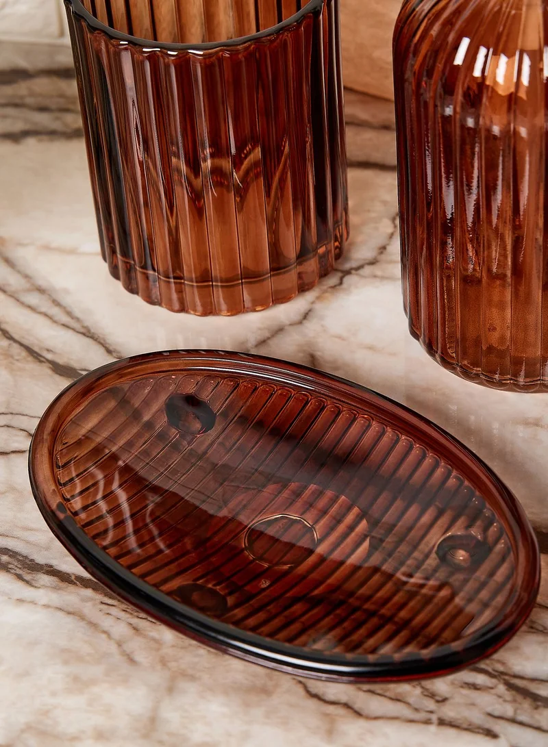 Noire Edit Set Of Three Amber Glass Bathroom Range