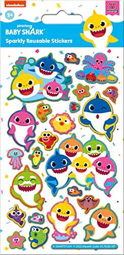 Paper Projects 01.70.06.167 Baby Shark Sparkly Stickers | Official Licensed Product | Reusable on Non-Porous Surfaces, White, 19.5cm x 9.5cm - Image 5