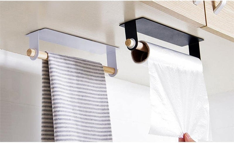 Indian Decor Over Door Kitchen Towel Bar Hanging Holder Towel Shelf Rack Kitchen Organiser Rail Black - Image 3