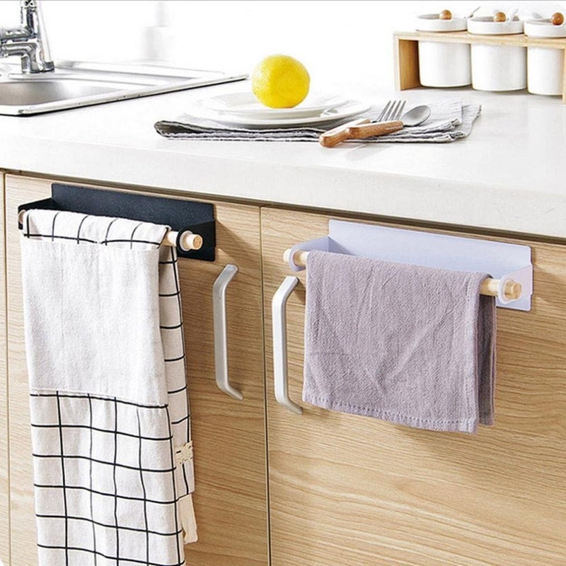 Indian Decor Over Door Kitchen Towel Bar Hanging Holder Towel Shelf Rack Kitchen Organiser Rail Black - Image 4