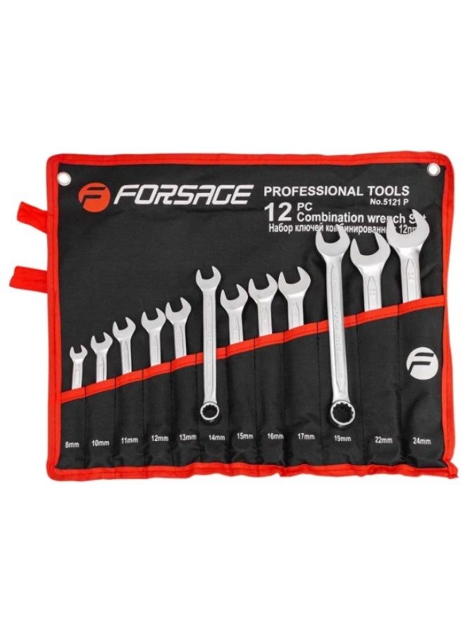 FORSAGE Combination wrench set 12pcs (8-24mm), on holder - Image 1