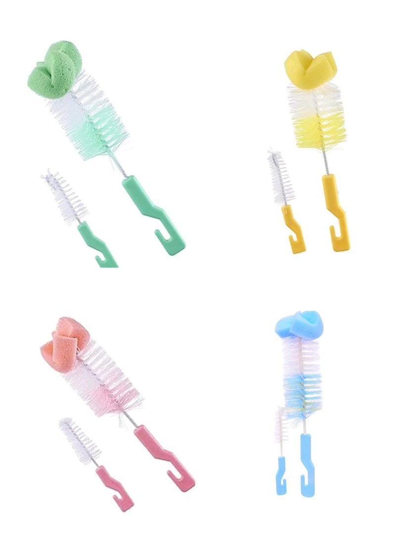 Imported baby bottle brush set consisting of 4 different colored pieces for cleaning baby bottles and cups. - Image 1